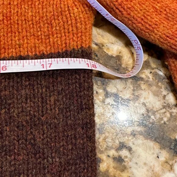 Vintage Graphite Jeanswear 100% Lambswool Orange and Brown Cropped Sweater Med - Picture 5 of 6